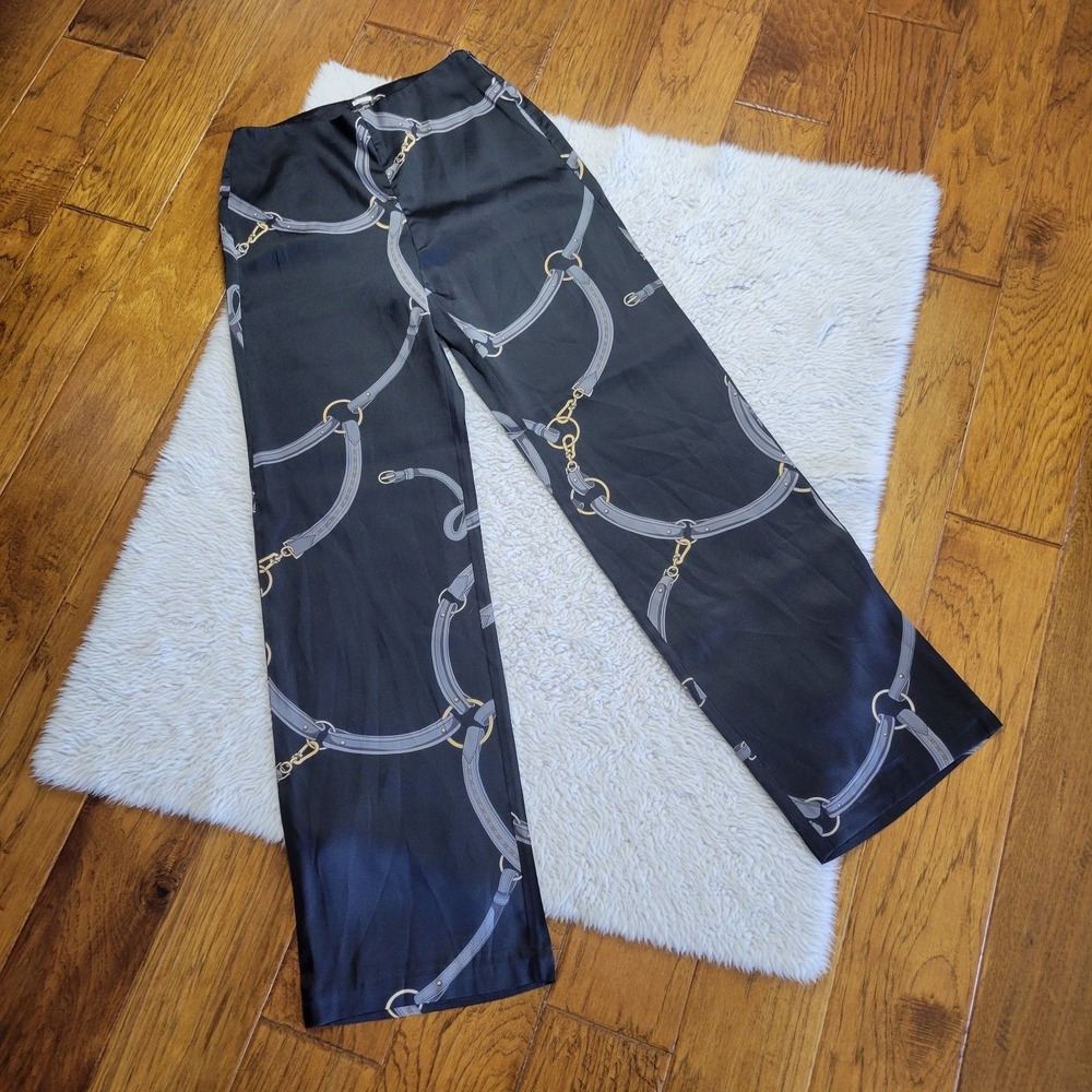 J.McLaughlin Satin Pants Women's 0 Equestrian Wide Leg